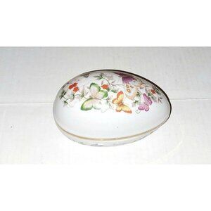 Avon Porcelain Egg Trinket Box 22kt Gold Trim Vintage